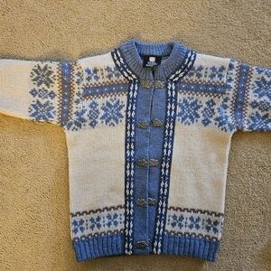 Kids Nordic Pattern Sweater - Blue and Cream